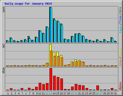 Daily usage for January 2019