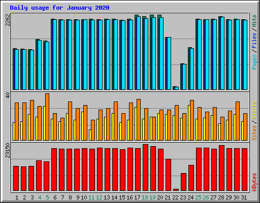Daily usage for January 2020