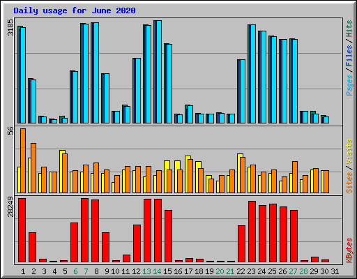 Daily usage for June 2020