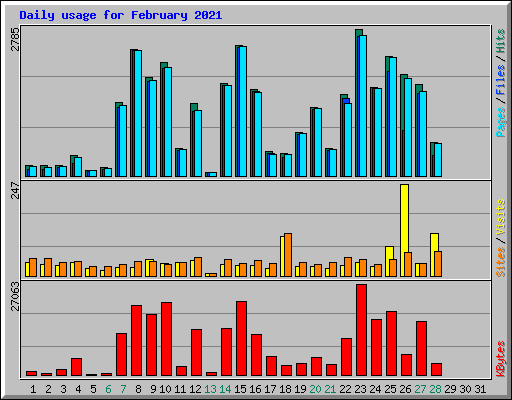 Daily usage for February 2021