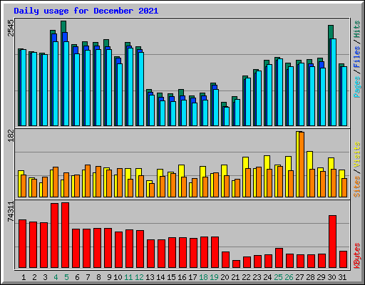 Daily usage for December 2021