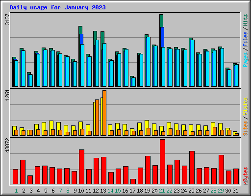Daily usage for January 2023