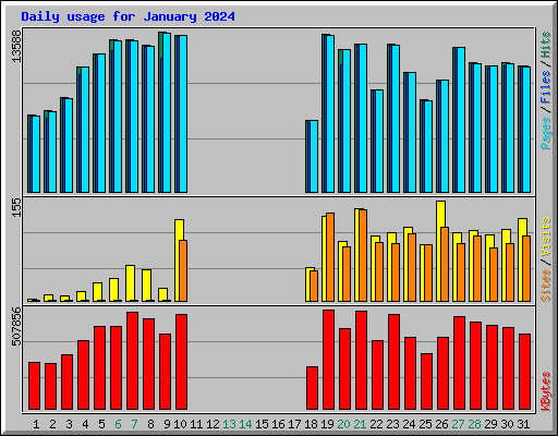 Daily usage for January 2024