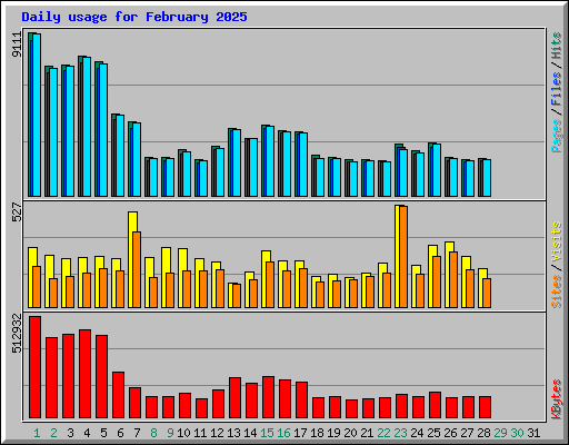 Daily usage for February 2025