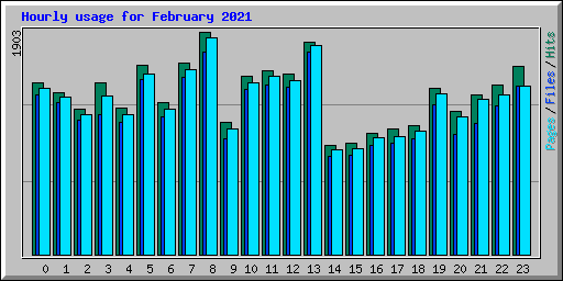 Hourly usage for February 2021